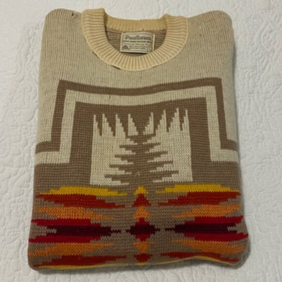 VINTAGE Pendleton Virgin Wool Harding Sweater Chief Joseph Pattern Size L - Picture 4 of 16